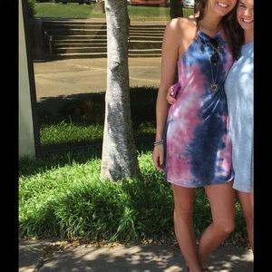 Tie die high neck dress